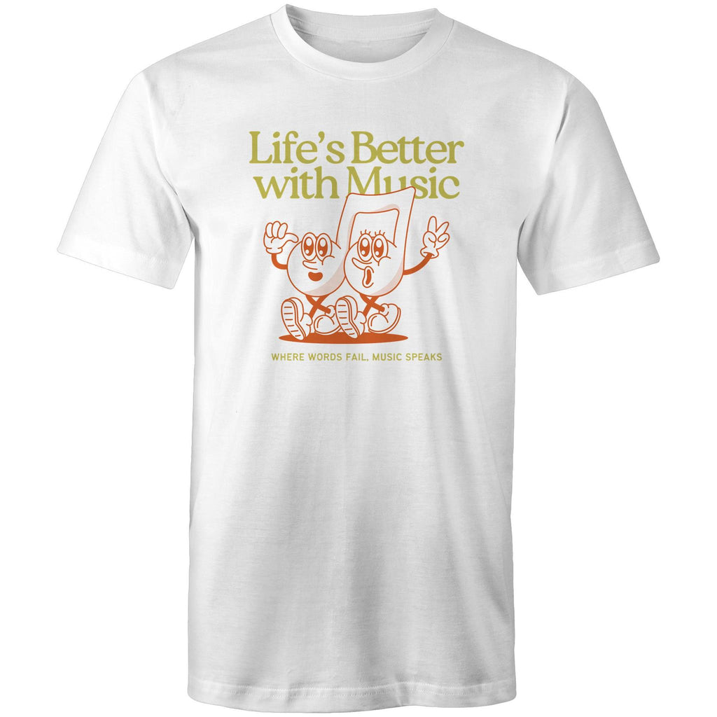 Life's Better With Music - Mens T-Shirt White Mens T-shirt Music Printed In Australia