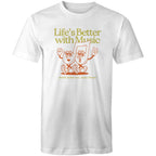 Life's Better With Music - Mens T-Shirt White Mens T-shirt Music Printed In Australia