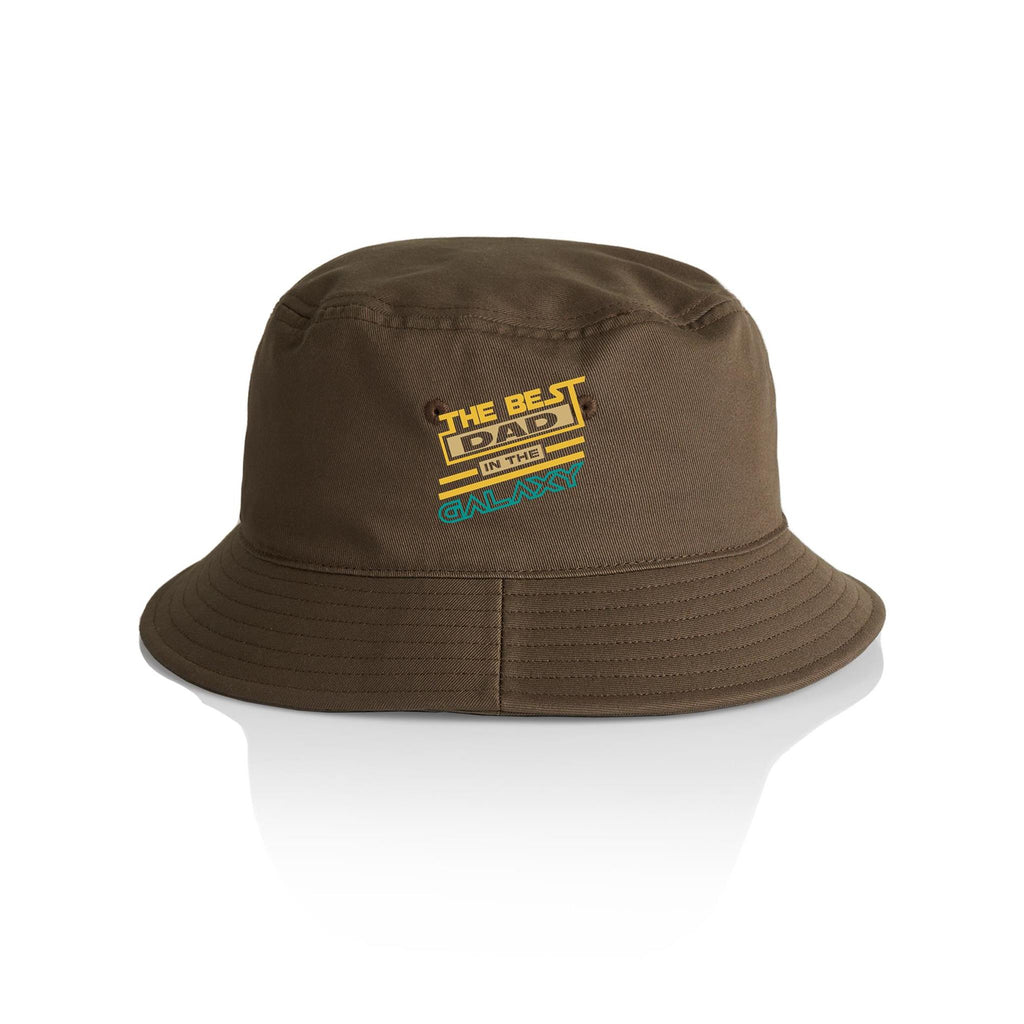 The Best Dad In The Galaxy - AS Colour Bucket Hat Walnut One Size As Colour Bucket Hat Dad Printed In Australia Space
