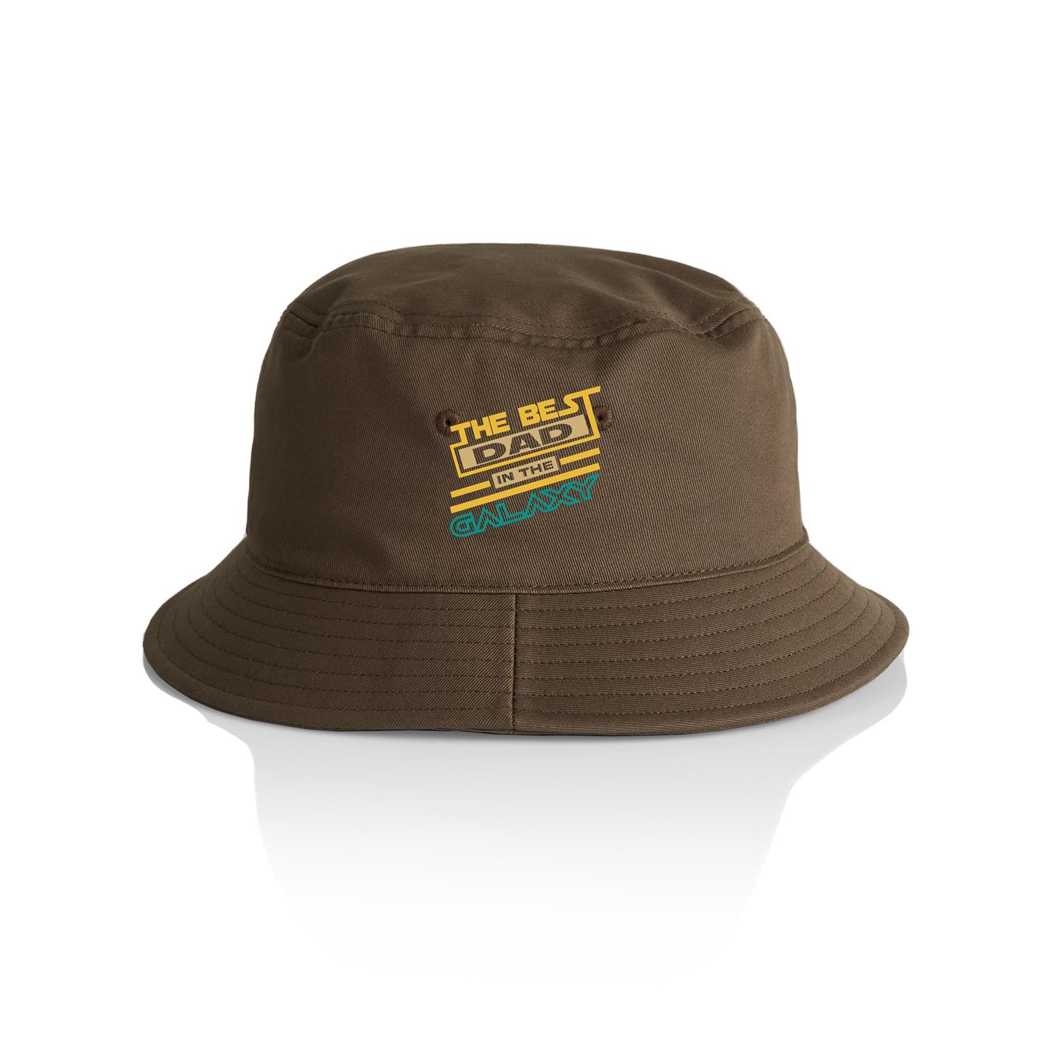 The Best Dad In The Galaxy - AS Colour Bucket Hat Walnut One Size As Colour Bucket Hat Dad Printed In Australia Space