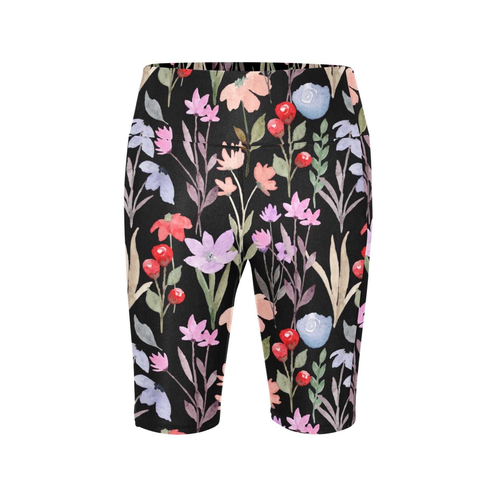 Floral Watercolour Women's Bike Shorts With Side Pockets Women's Bike Shorts Plants Printed Offshore