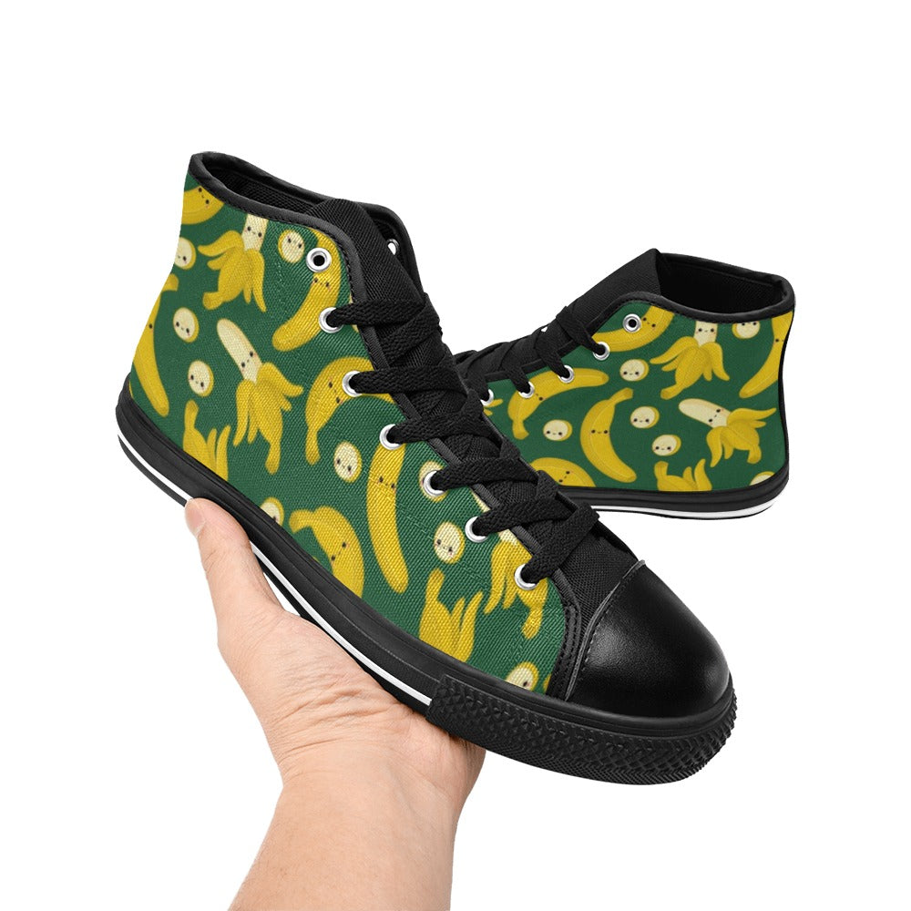 Happy Bananas - Kids High Top Canvas Shoes