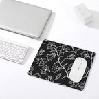 Black And White Floral Leather Mouse Pad Leather Mouse Pad Plants Printed Offshore