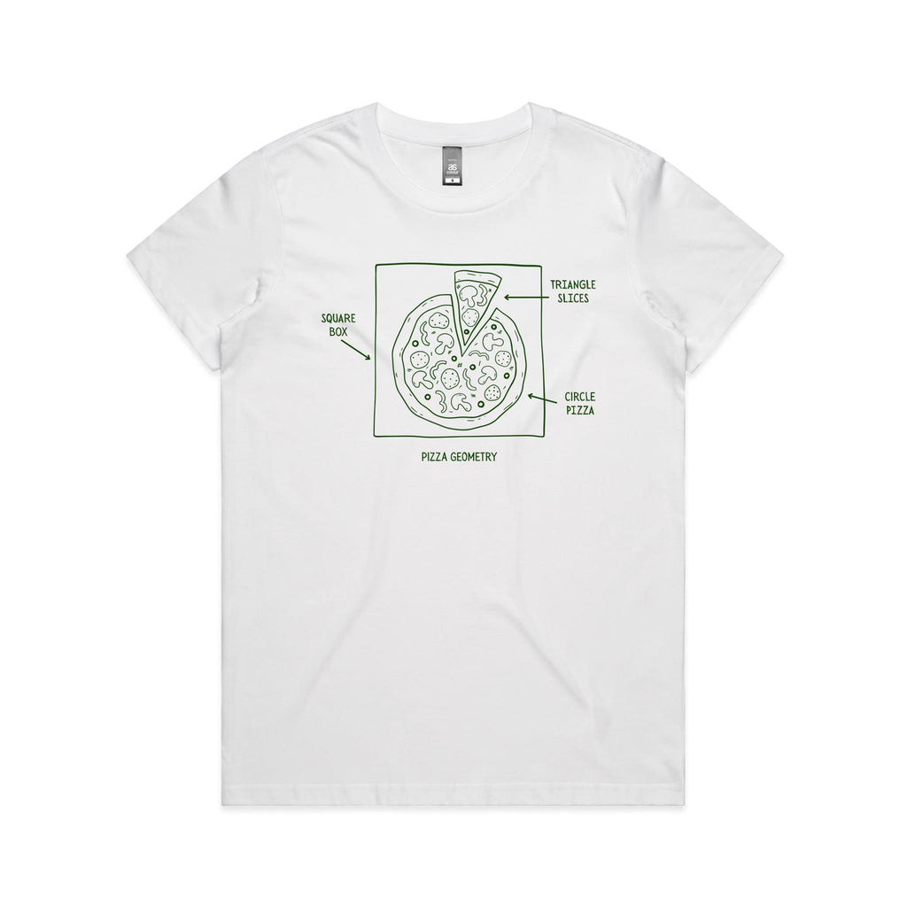 Pizza Geometry Women's AS Colour T-shirt White Womens T-shirt Food Maths Printed In Australia