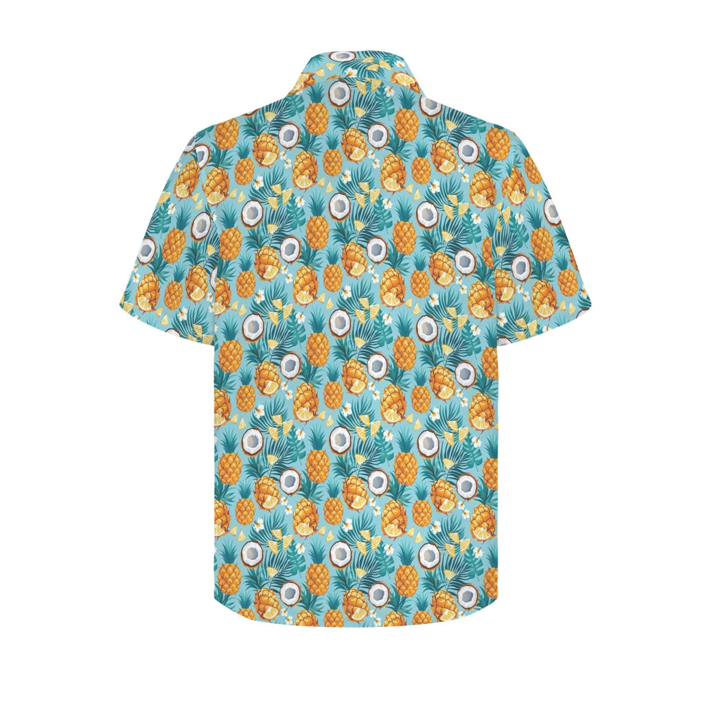 Pineapple Coconut Men's Short Sleeve Hawaiian Shirt Men's Hawaiian Shirt (New) Food Printed Offshore
