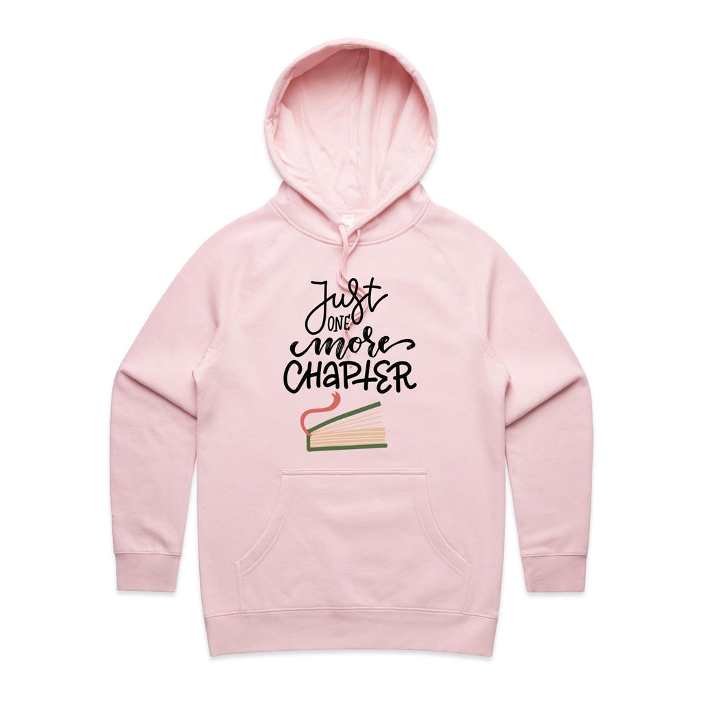 Just One More Chapter, Books - Womens Hoodie Pink Womens Hoodie Printed In Australia Reading