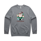 Cool Beans, Coffee - AS Colour Stencil Crew Gravel Sweatshirt Coffee Printed In Australia