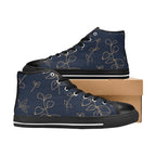 Gold Flowers On Navy - Men's High Top Canvas Shoes
