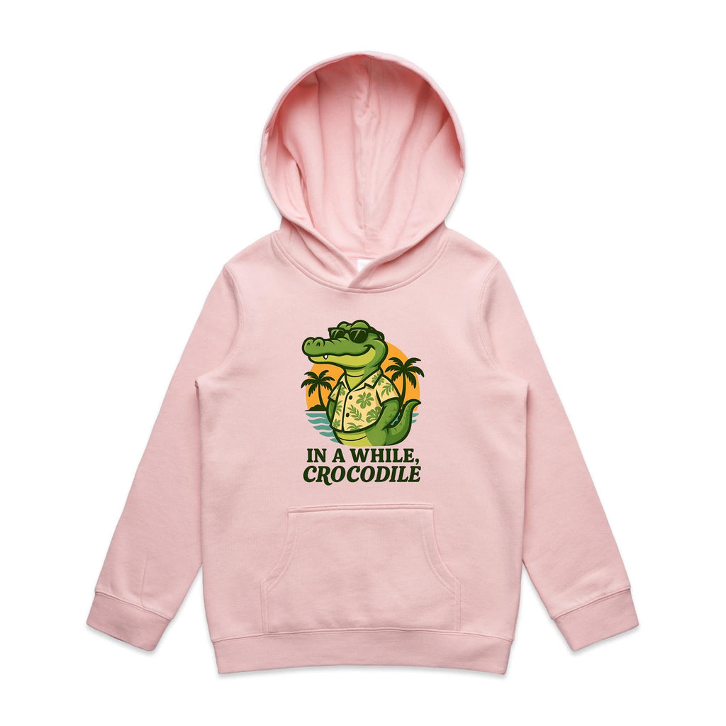 In A While, Crocodile Kid's AS Colour Hoodie Pink Kids Hoodie animal Printed In Australia