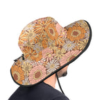 Orange Retro Floral Wide Brim Bucket Hat Wide Brim Bucket Hat Plants Printed Offshore