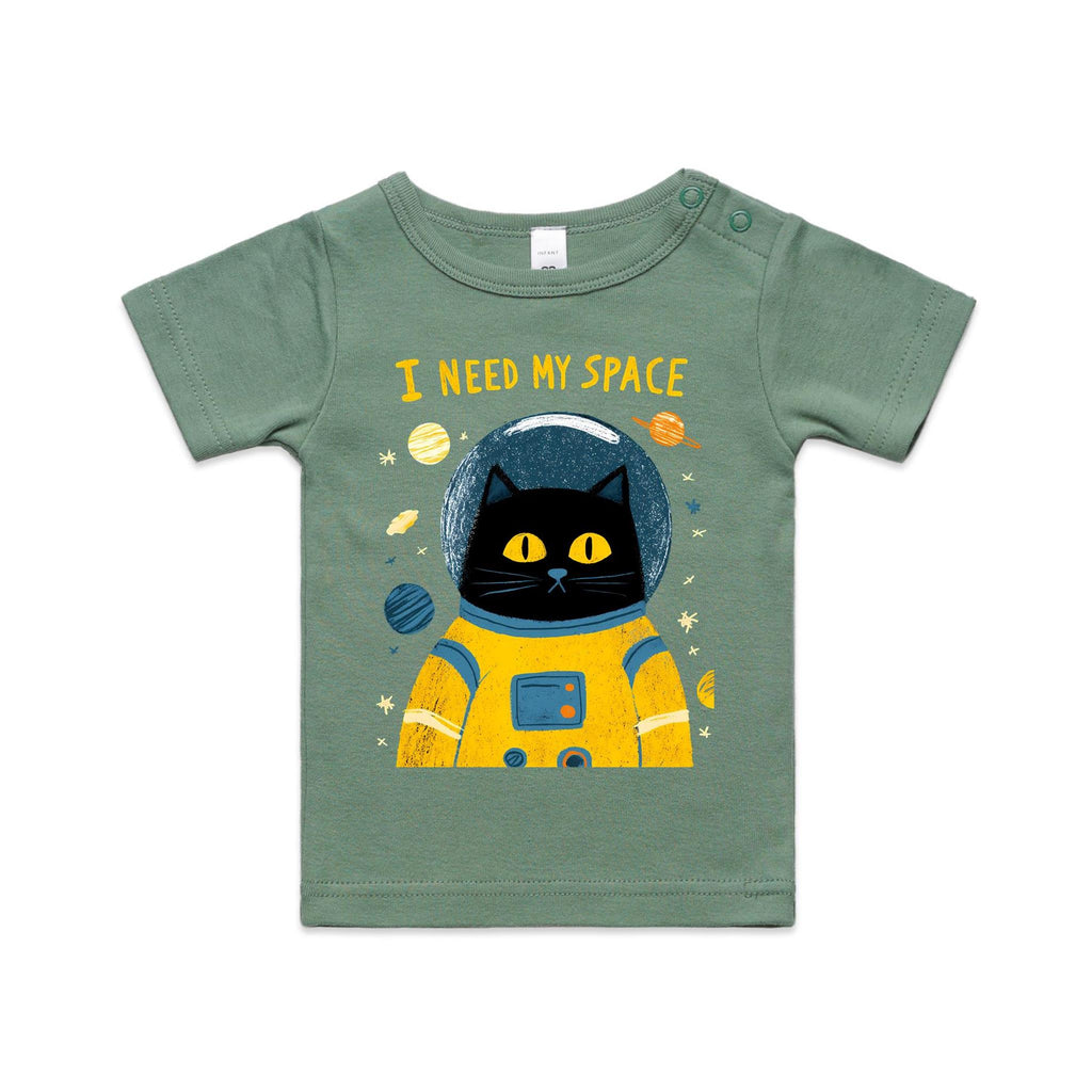 I Need My Space, Cat Astronaut - Baby T-shirt Sage