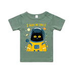 I Need My Space, Cat Astronaut - Baby T-shirt Sage