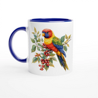 Lorikeet, Australian Birds - 11oz Ceramic Mug With Colour Inside Ceramic Blue Colour 11oz Mug animal Globally Fulfilled