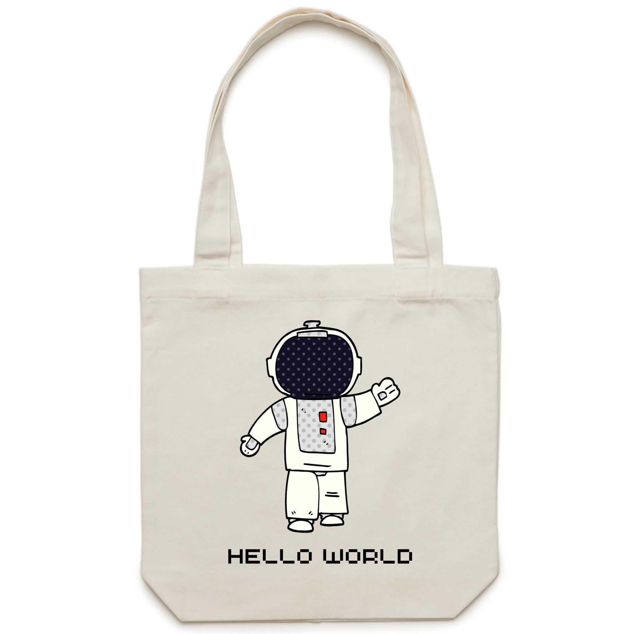 Astronaut, Hello World - Canvas Tote Bag Default Title Tote Bag Printed In Australia Space