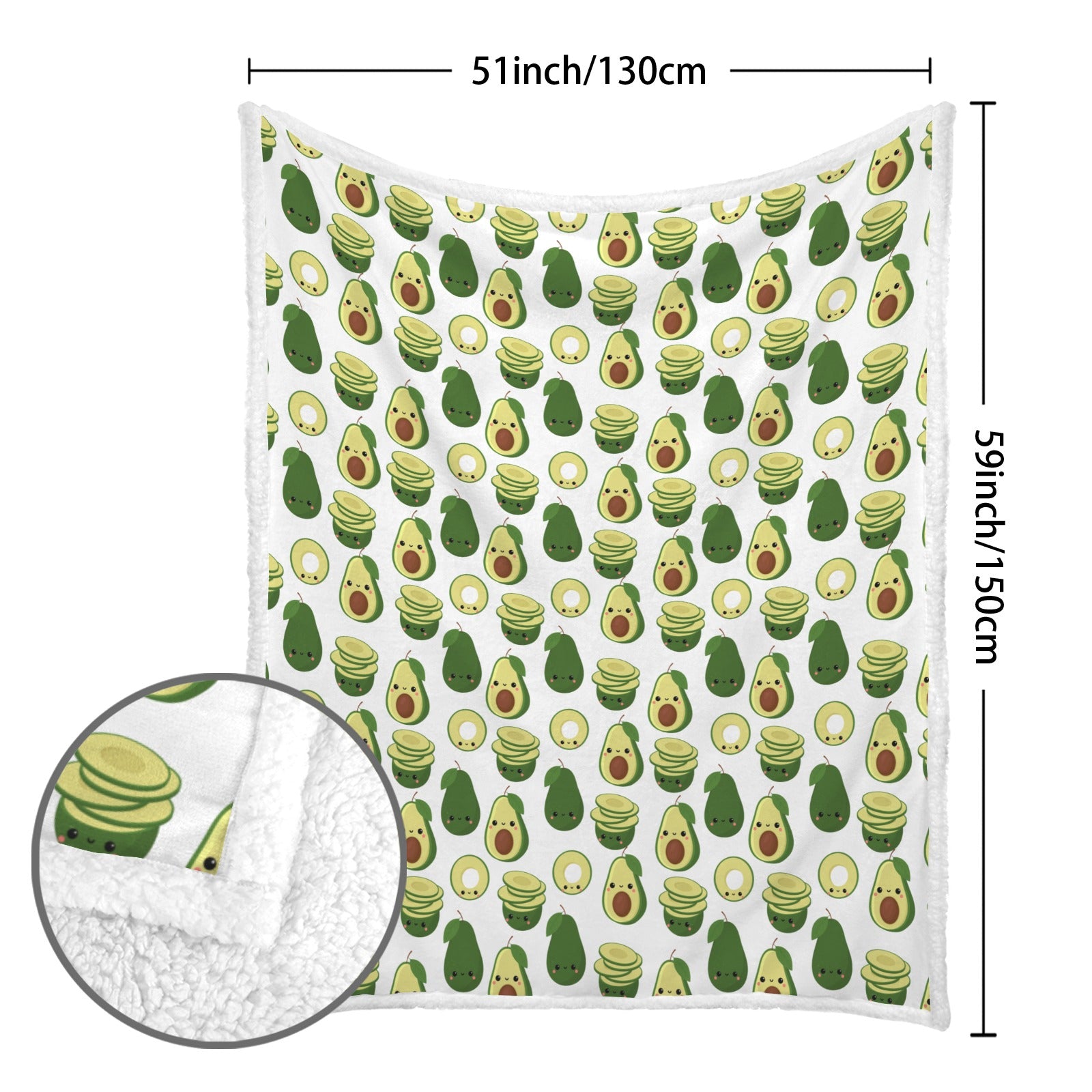 Cute Avocados - Double-Layer Fleece Blanket 51"x59"