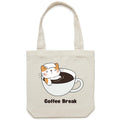 Cat Coffee Break Canvas Tote Bag Default Title Tote Bag Printed In Australia