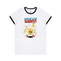Sweet And Salty, Ice Cream And Fries Women's AS Colour Ringer Tee White Black Womens Ringer T-shirt Food Printed In Australia