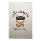 Coffee Has Me Feline Good - AS Colour Tea Towel Cream One Size Tea Towel Coffee Printed In Australia