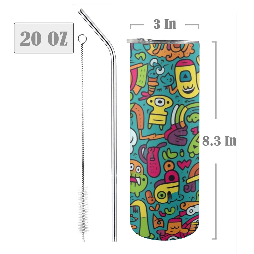 Crazy Characters - 20oz Tall Skinny Tumbler with Lid and Straw