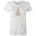 Christmas Tree Line Drawing - Womens T-shirt White Womens Christmas T-shirt Christmas Printed In Australia