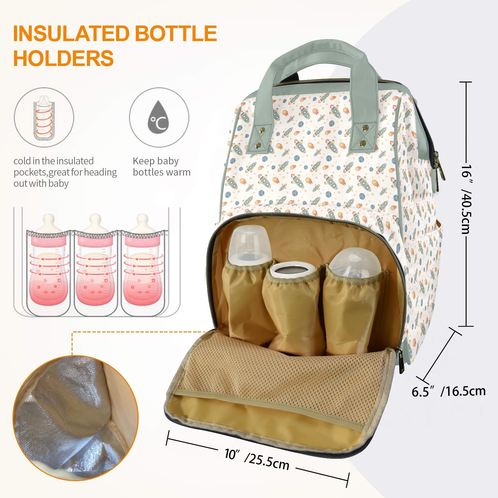 Rockets Multi-Function Backpack, Nappy / Diaper Bag Multi-function Backpack, Nappy / Diaper Bag Printed Offshore Space