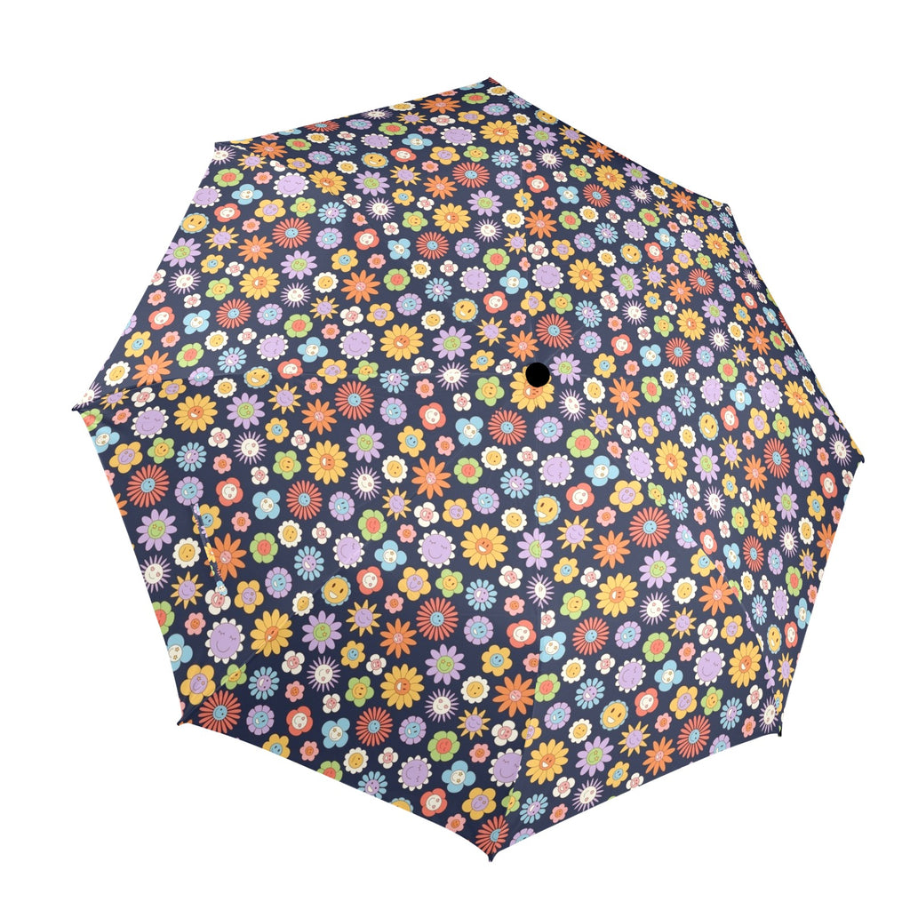 Groovy Flowers Umbrella One Size Umbrella Plants Printed Offshore Retro