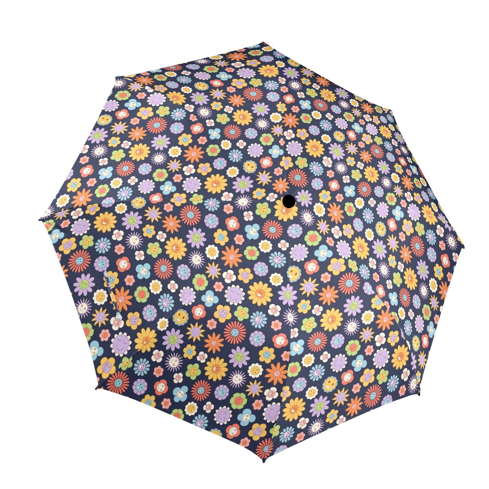 Groovy Flowers Umbrella One Size Umbrella Plants Printed Offshore Retro