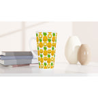 Happy Pineapples - White Latte 17oz Ceramic Mug Latte Mug food Globally Fulfilled