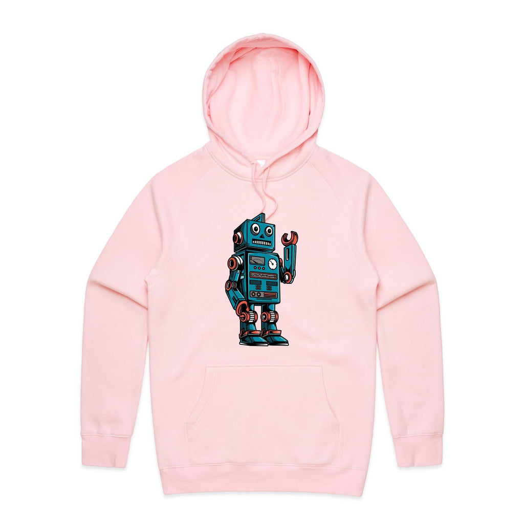 Robot - Mens Hoodie Pink Mens Hoodie Printed In Australia Sci Fi