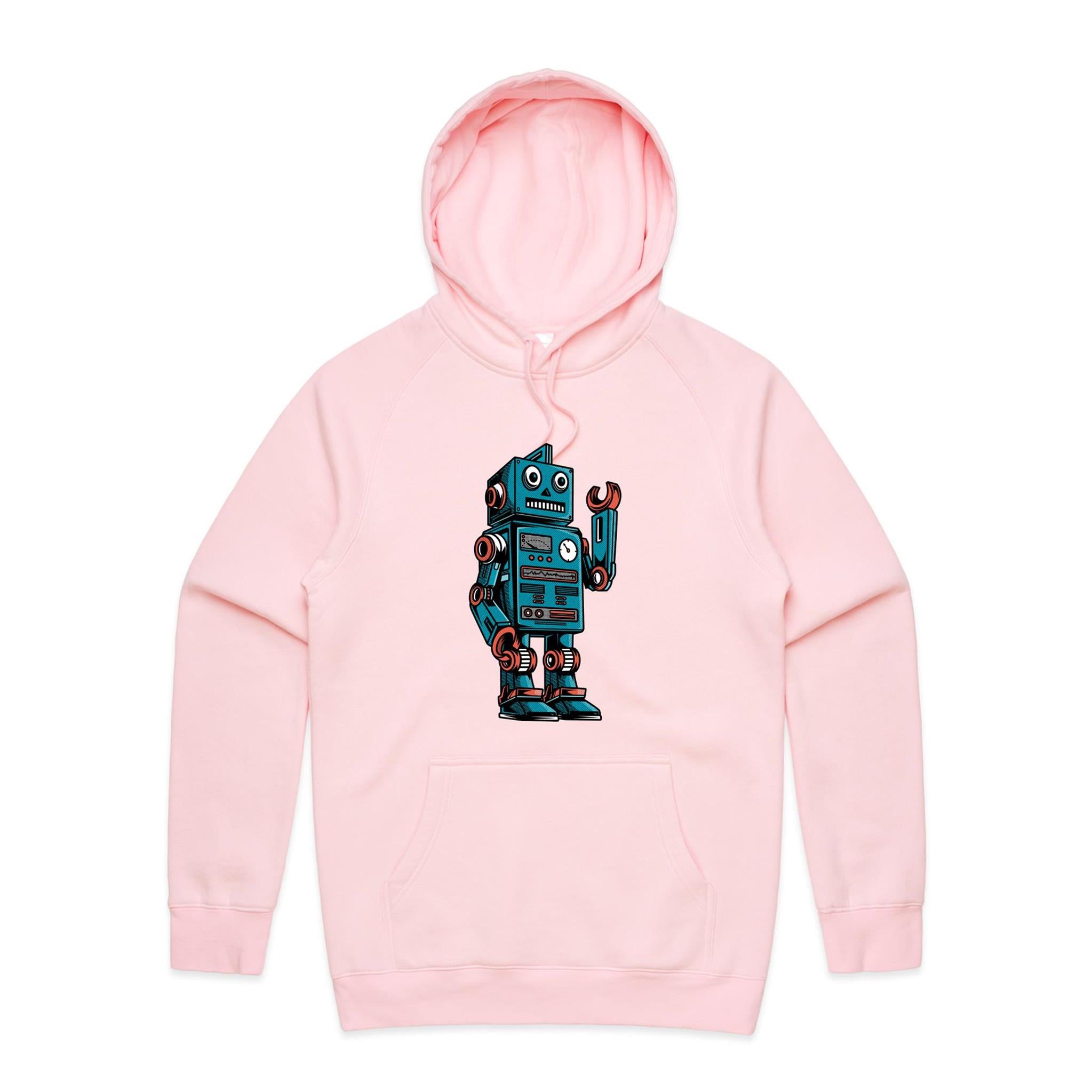 Robot - Mens Hoodie Pink Mens Hoodie Printed In Australia Sci Fi
