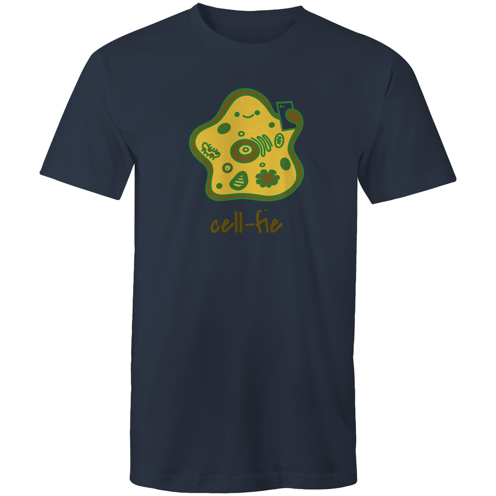 Cell-fie, Cell, Selfie - Mens T-Shirt Navy Mens T-shirt Printed In Australia Science