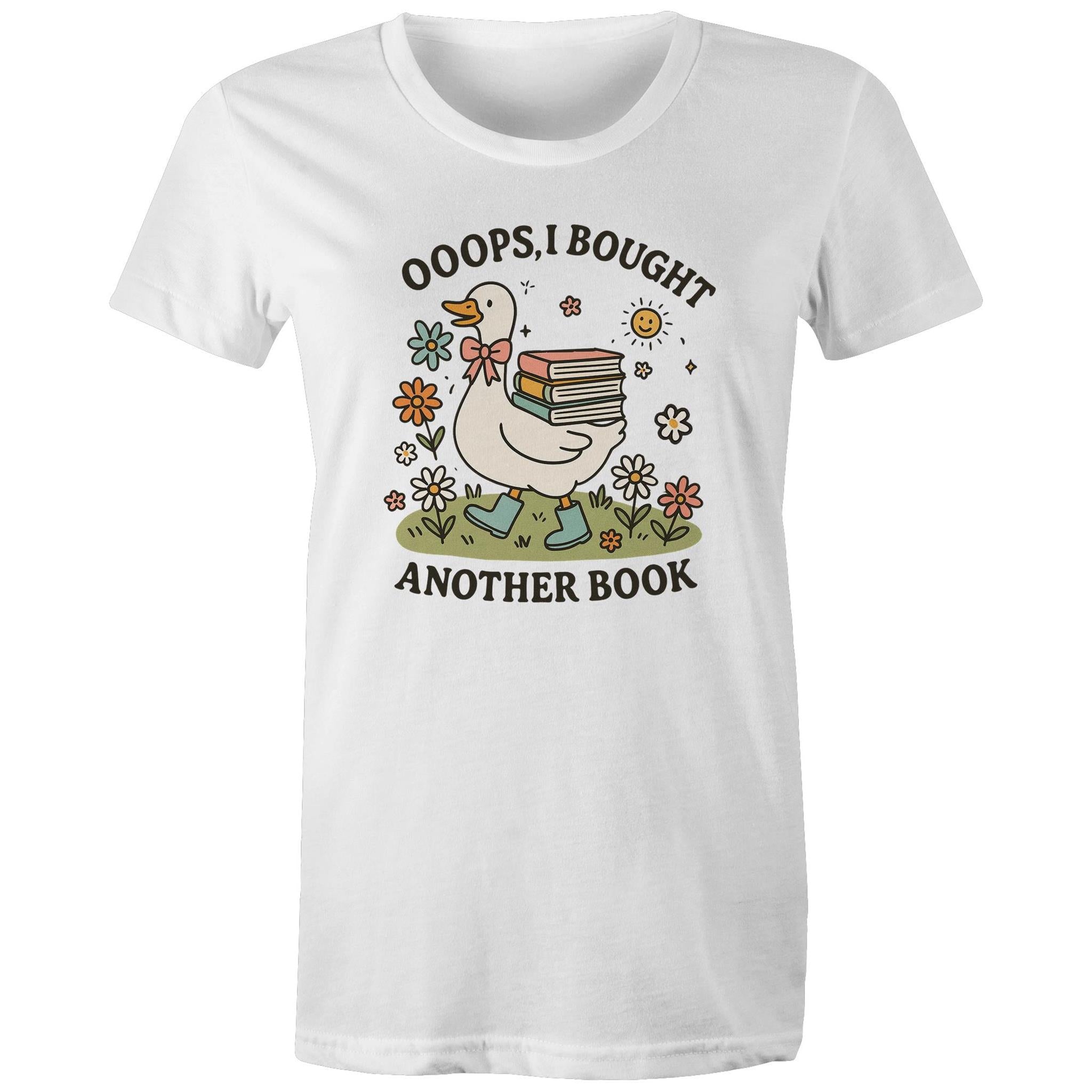 Oops, I Bought Another Book - Womens T-shirt White Womens T-shirt animal Printed In Australia Reading