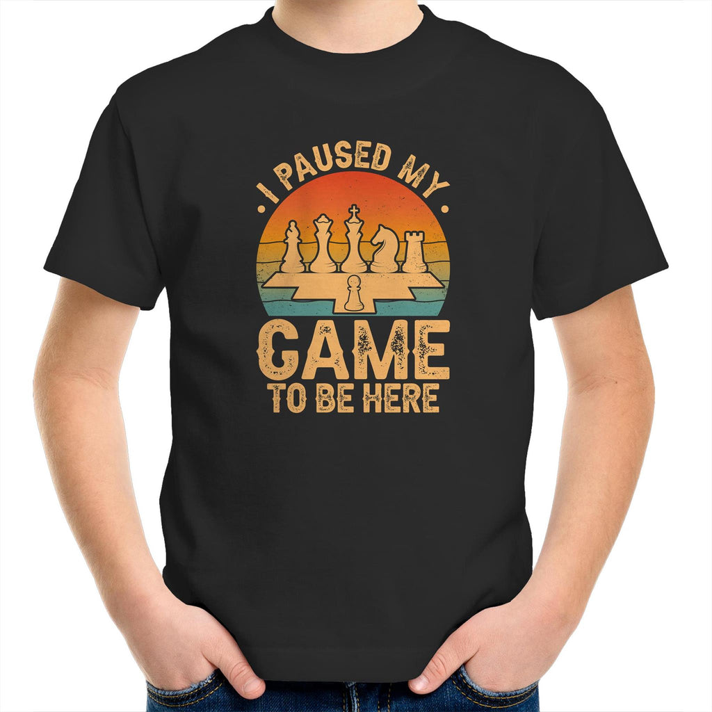Chess, I Paused My Game To Be Here - Kids Youth T-Shirt Black Chess Games Printed In Australia