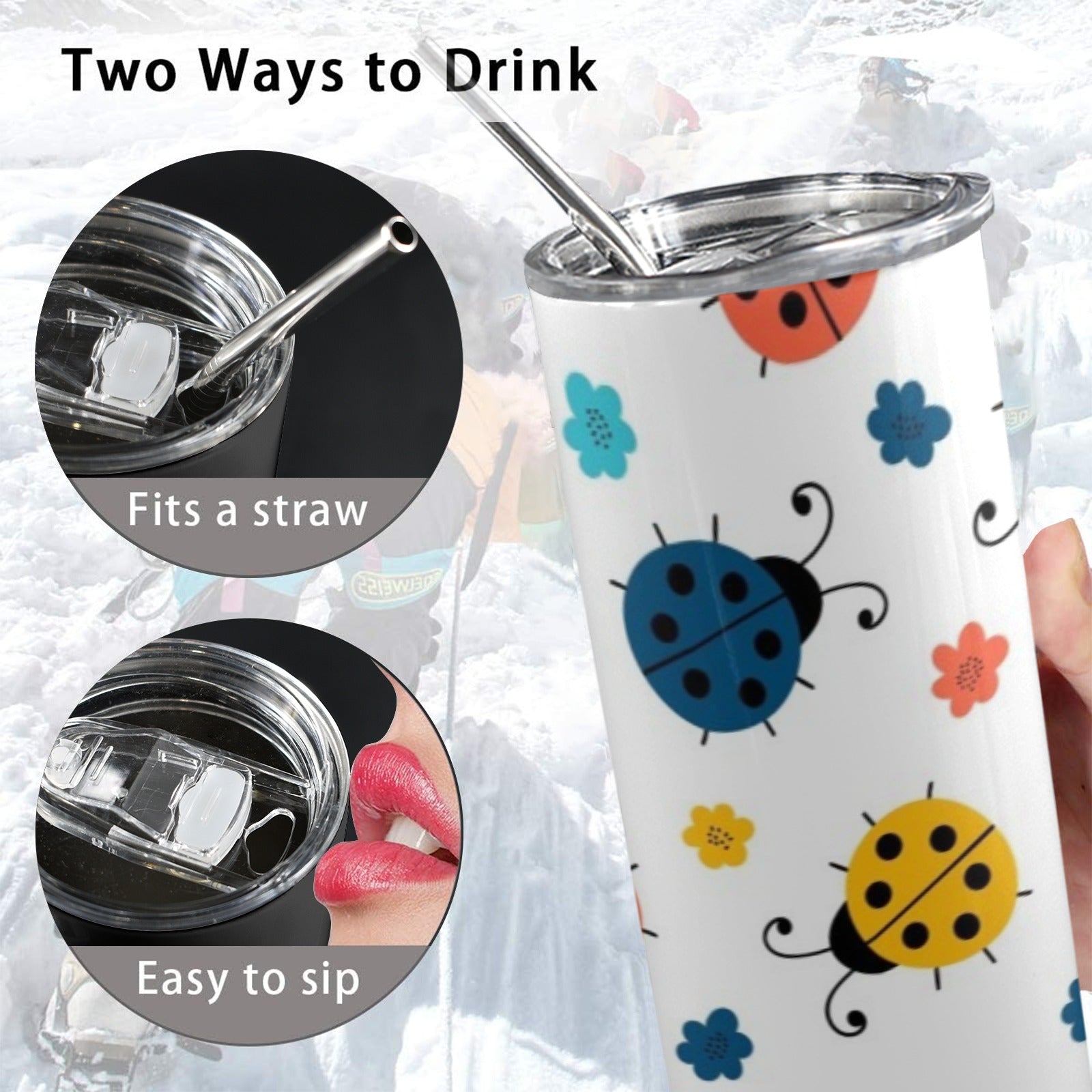 Ladybugs - 20oz Tall Skinny Tumbler with Lid and Straw