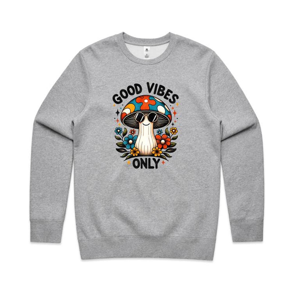 Good Vibes Only, Hippie Mushroom With Sunglasses - AS Colour Stencil Crew