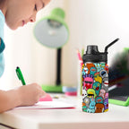 Happy Monsters - Kids Water Bottle with Chug Lid (12 oz)