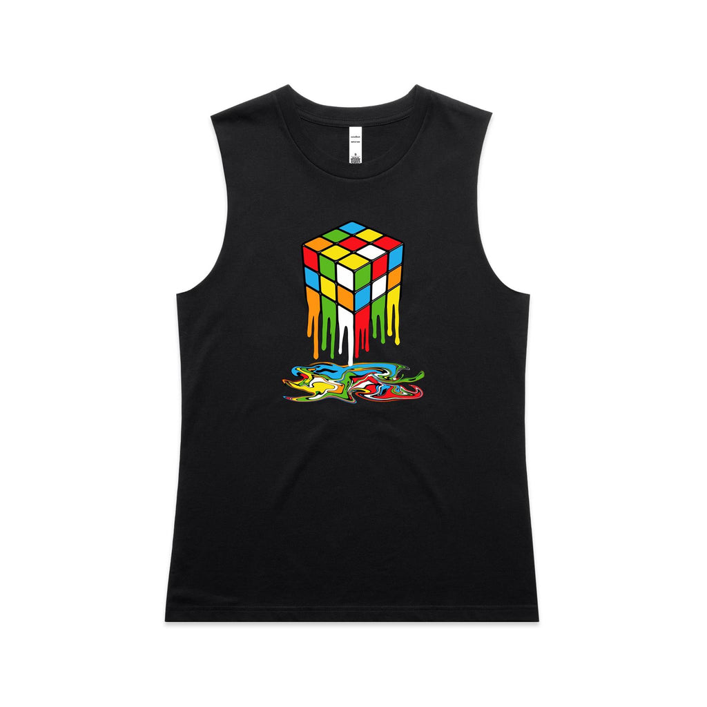 Melting Cube - AS Colour Women's Maple Tank Black Womens Maple Tank Top Games Printed In Australia