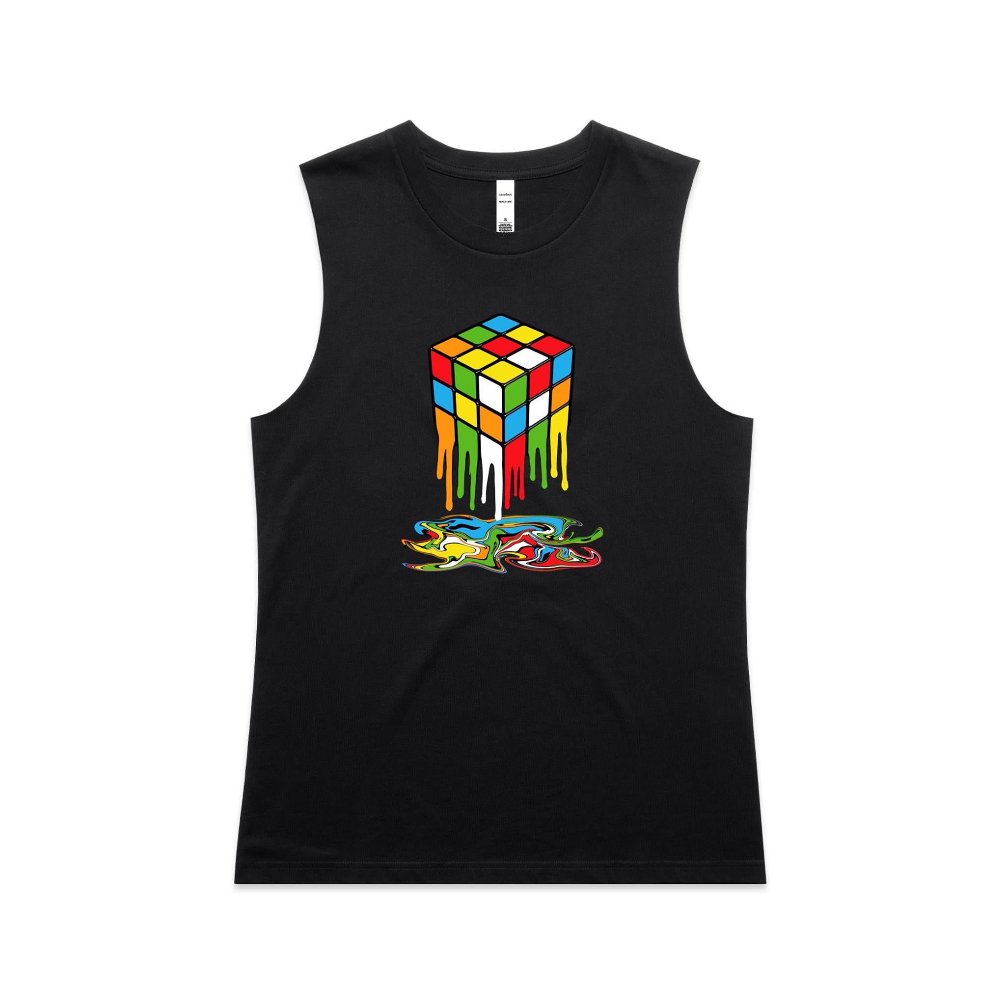 Melting Cube - AS Colour Women's Maple Tank Black Womens Maple Tank Top Games Printed In Australia