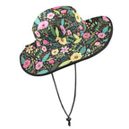 Bright Floral And Leaves Wide Brim Bucket Hat Wide Brim Bucket Hat Plants Printed Offshore