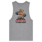 Gingerbread Man Christmas Bod - Tank Top Tee Grey Marle Drop Arm Tank Top Christmas Fitness Food Printed In Australia