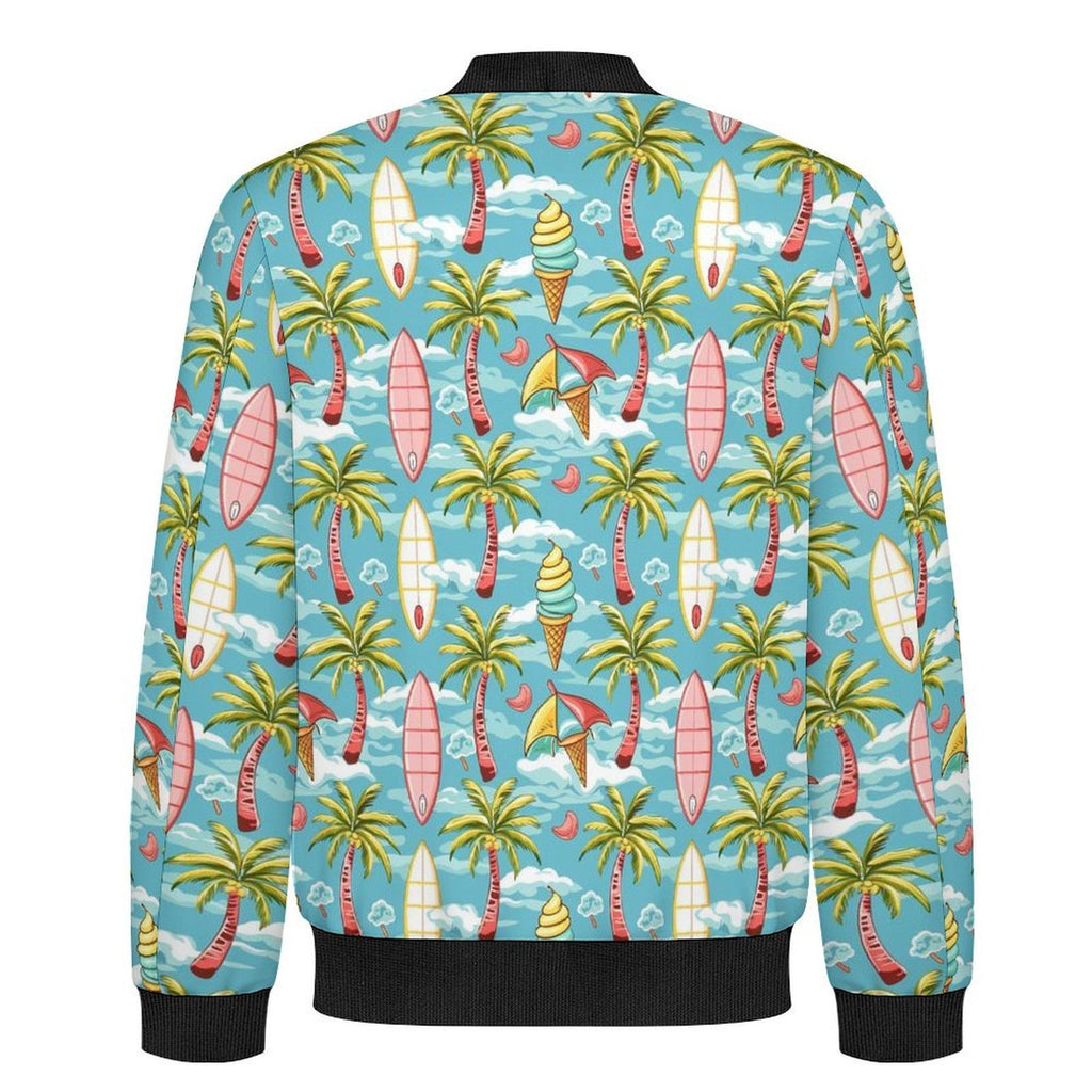 Summer Surf Men's Casual Zip‑Up Bomber Jacket