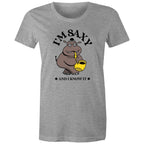 I'm Saxy And I Know It, Saxophone Hippo - Womens T-shirt Grey Marle Womens T-shirt animal Music Printed In Australia