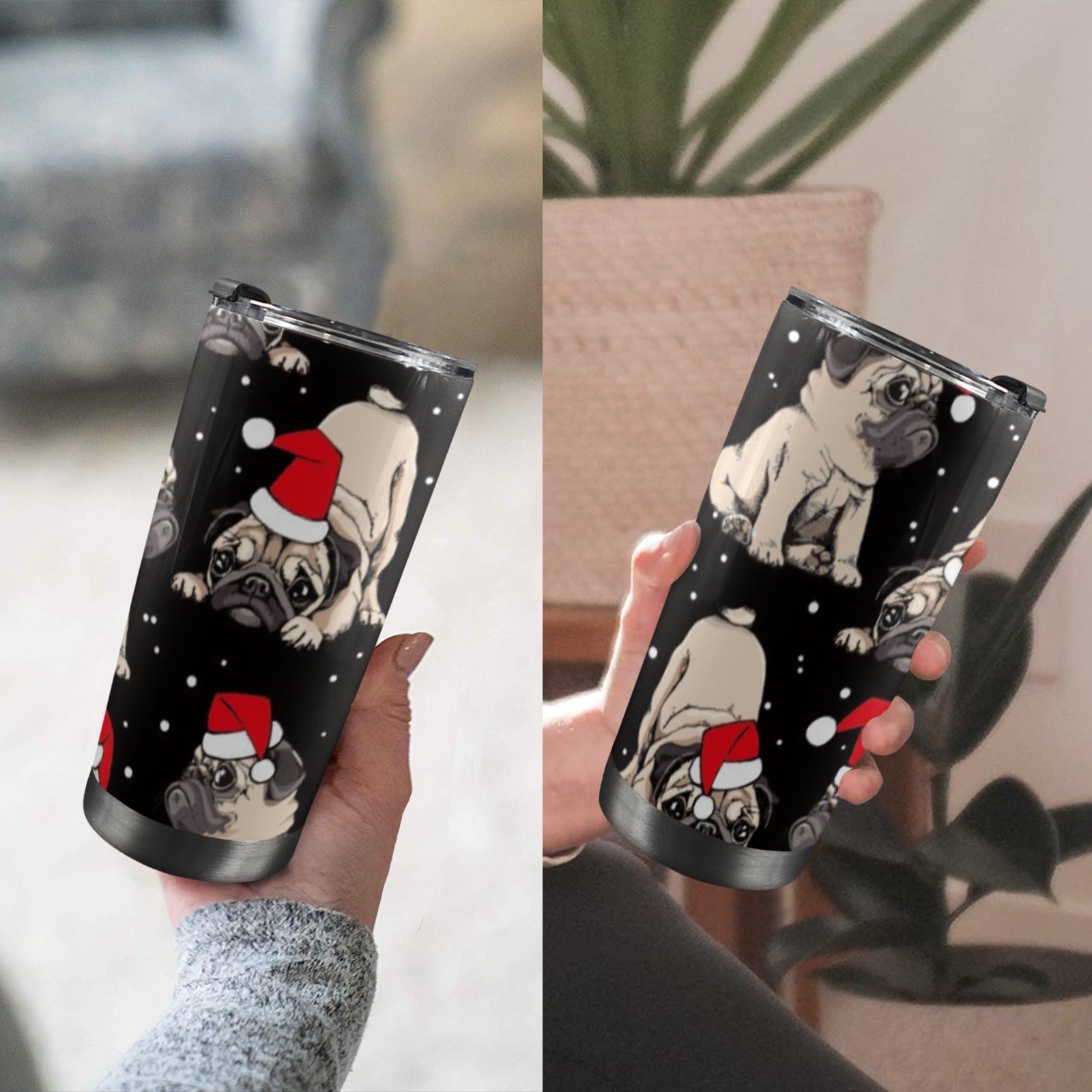 Christmas Dogs - 20oz Mobile Tumbler with Lid (Black Lock) 20oz Travel Mug Christmas Printed Offshore