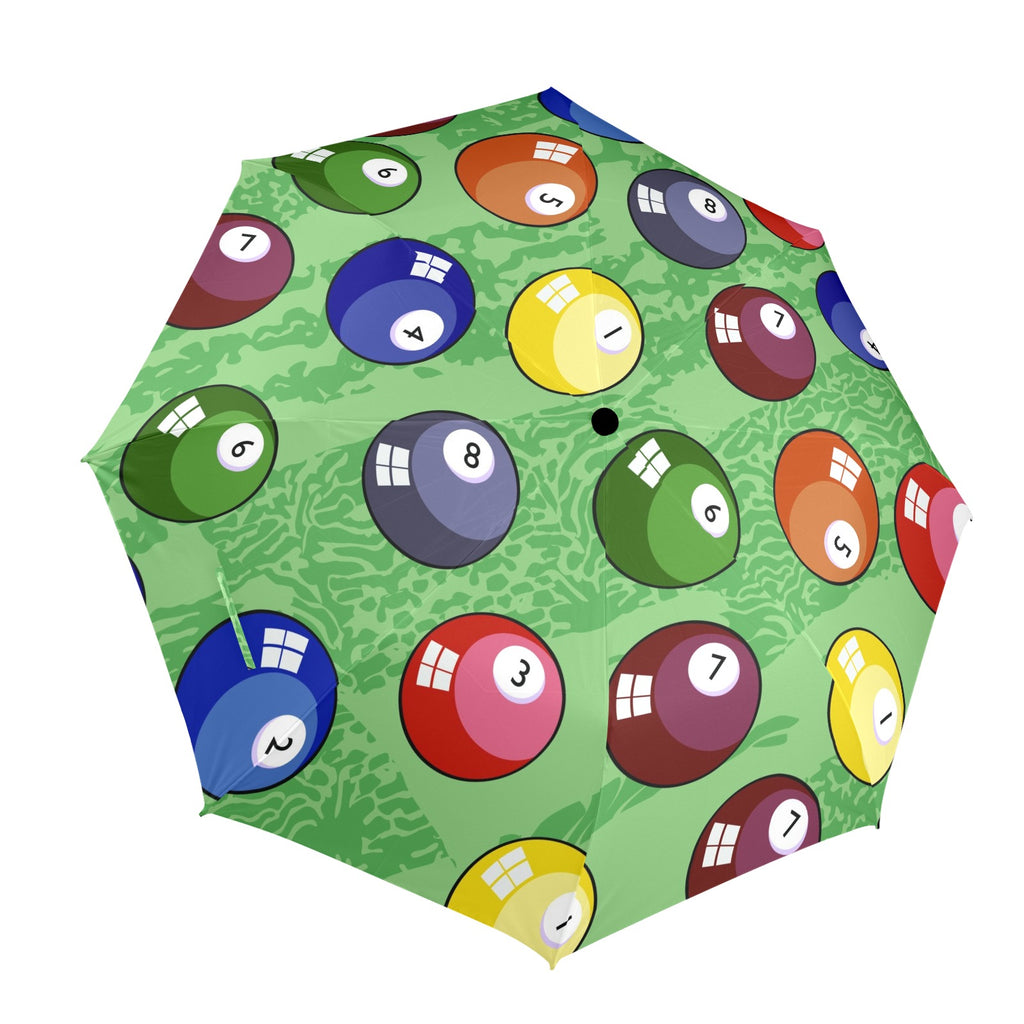 Pool Balls - Semi-Automatic Foldable Umbrella (Model U12) One Size Semi-Automatic Foldable Umbrella (U12)