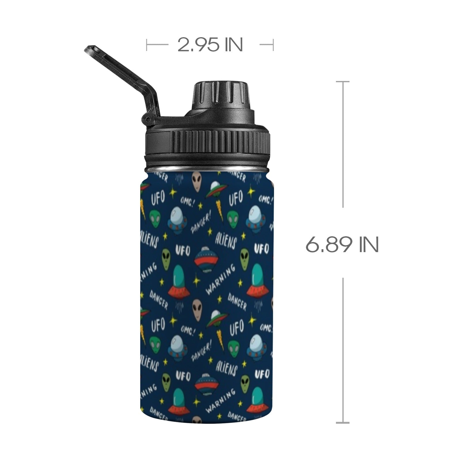 UFO's And Aliens Kids Water Bottle with Chug Lid (12 oz) One Size Kids Water Bottle with Chug Lid Printed Offshore Sci Fi