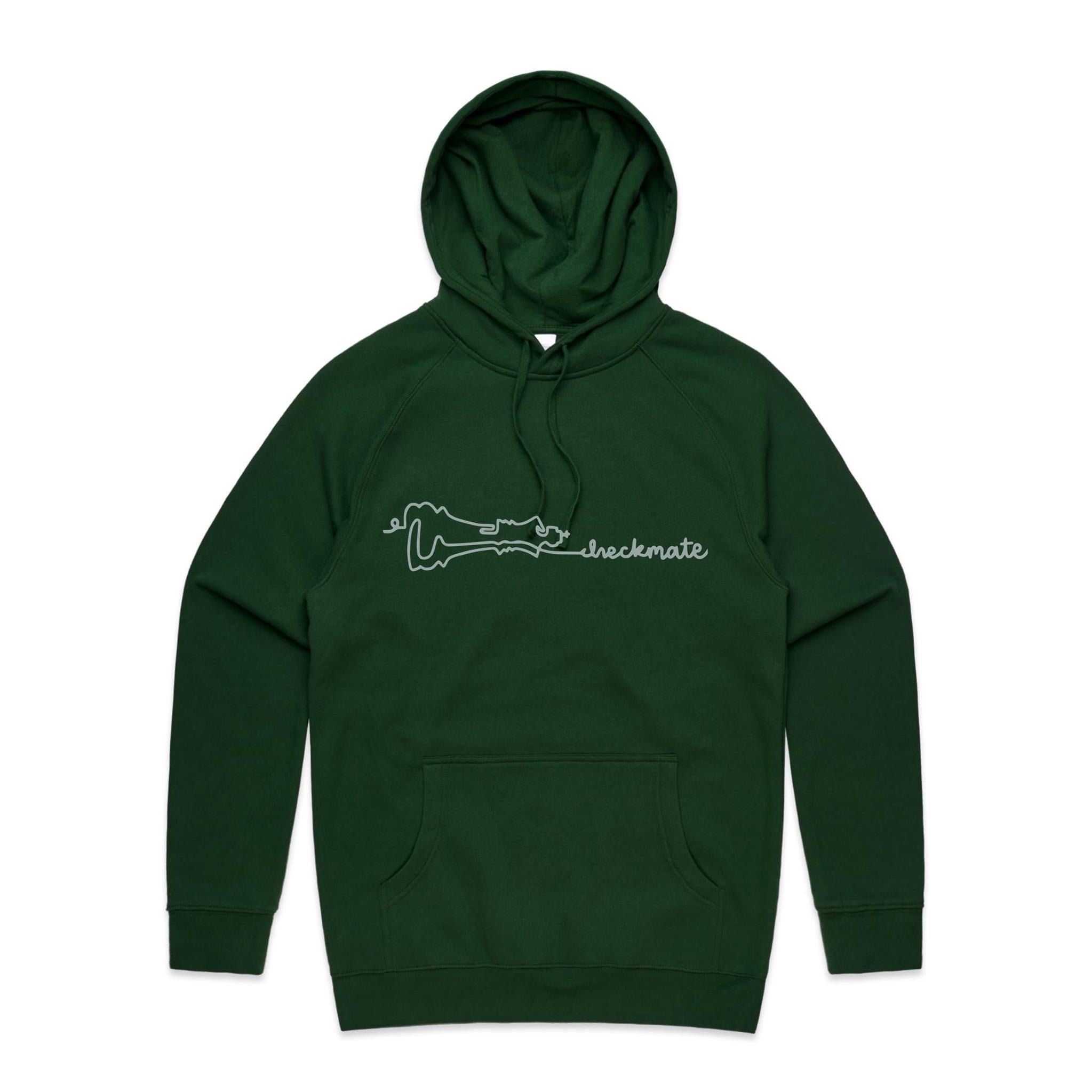 Checkmate, Chess - Mens Hoodie Forest Green Mens Hoodie Chess Games Printed In Australia