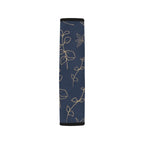 Gold Flowers On Navy Car Seat Belt Cover 7''x10'' (Pack of 2) Car Seat Belt Cover 7x10 (Pack of 2) Printed Offshore