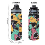 Scary Sharks - Insulated Water Bottle with Dual-Use Lid (18oz) Insulated Water Bottle with Dual-Use Lid (18oz) animal Ocean Printed Offshore