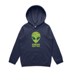 Alien, Humans Aren't Real Kids AS Colour Hoodie