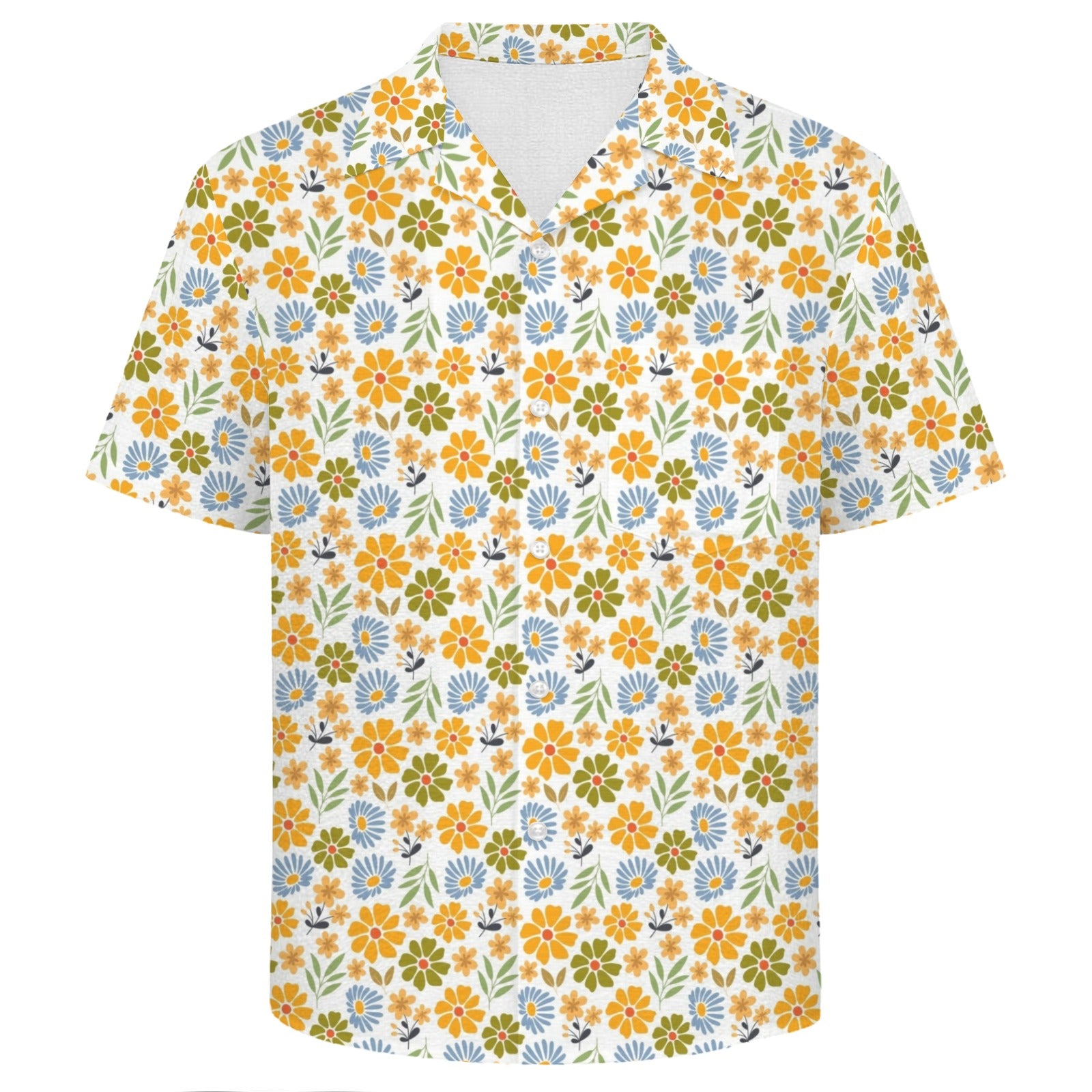 Retro Boho Flower Men's Crinkle Hawaiian Shirt